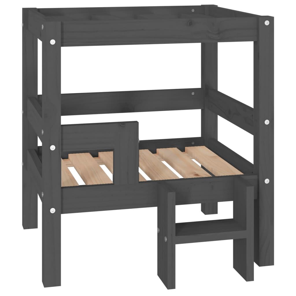 Vidaxl Cama Para Perros Madera Maciza De Pino Gris 55,5x53,5x60 Cm_0