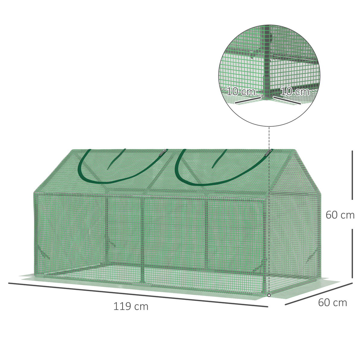 Invernadero De Terraza Outsunny Acero, Pe Verde Oscuro 120x60x60 Cm_2