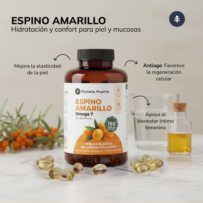 Pack 3x Omega 7 Espino Amarillo Planeta Huerto 180 Perlas