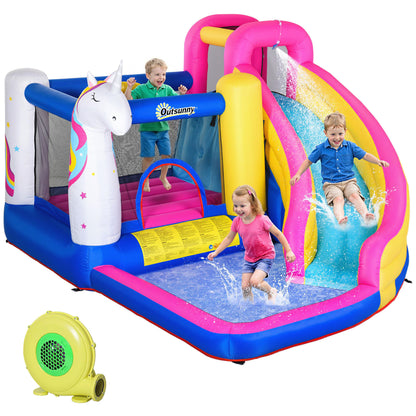Outsunny Castillo Hinchable Infantil Con Tobogán Inflador 360x305x210 Cm Multi_0