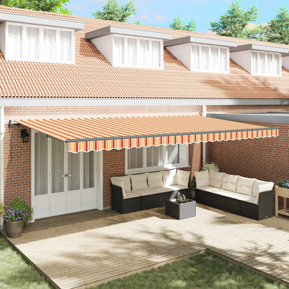 Toldo Retráctil Amarillo Y Naranja 600 X 300 Cm Tela Y Aluminio_1