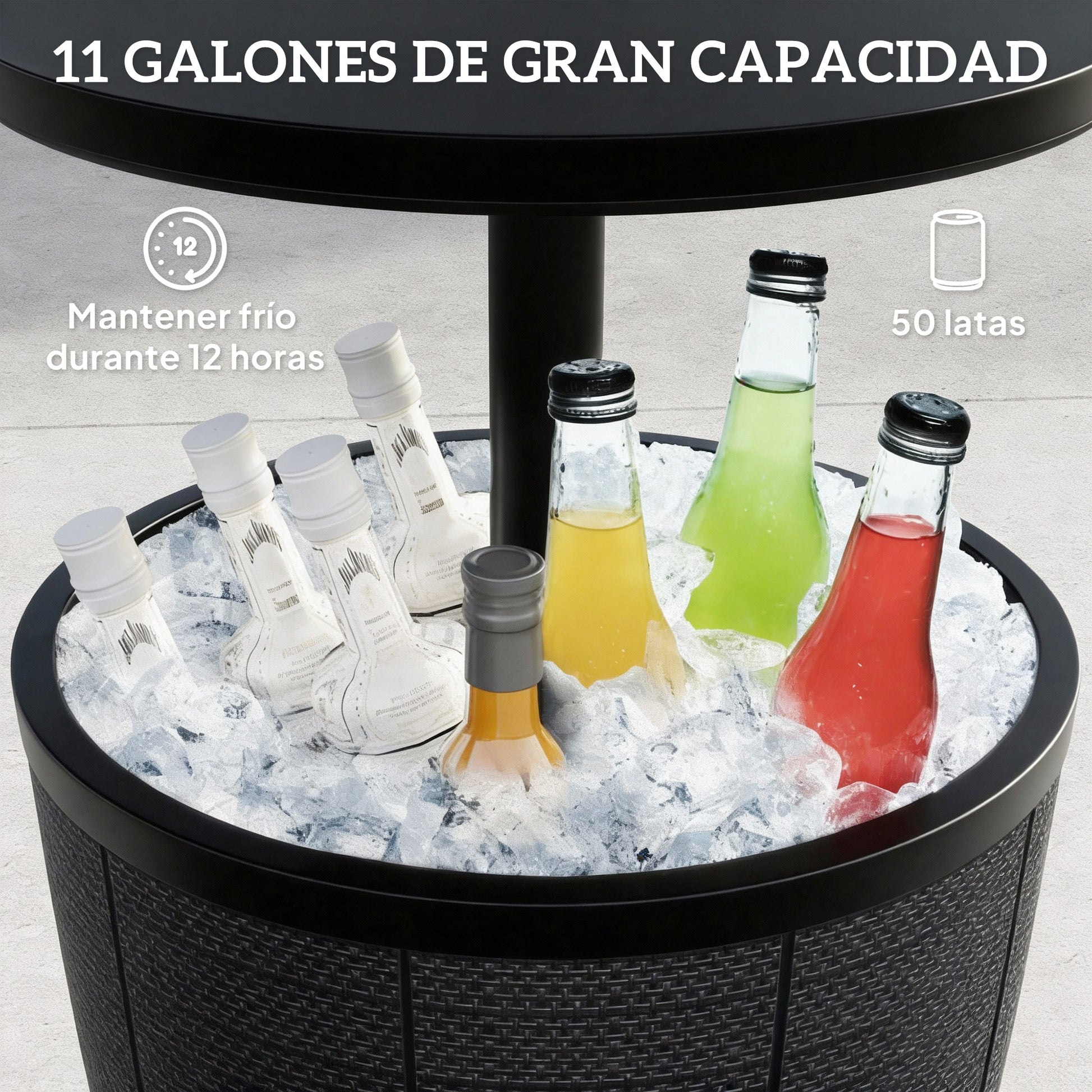 Outsunny Mesa Nevera Para Exterior 41 L 3 En 1 Cool Bar Mesa Auxiliar Negro_5