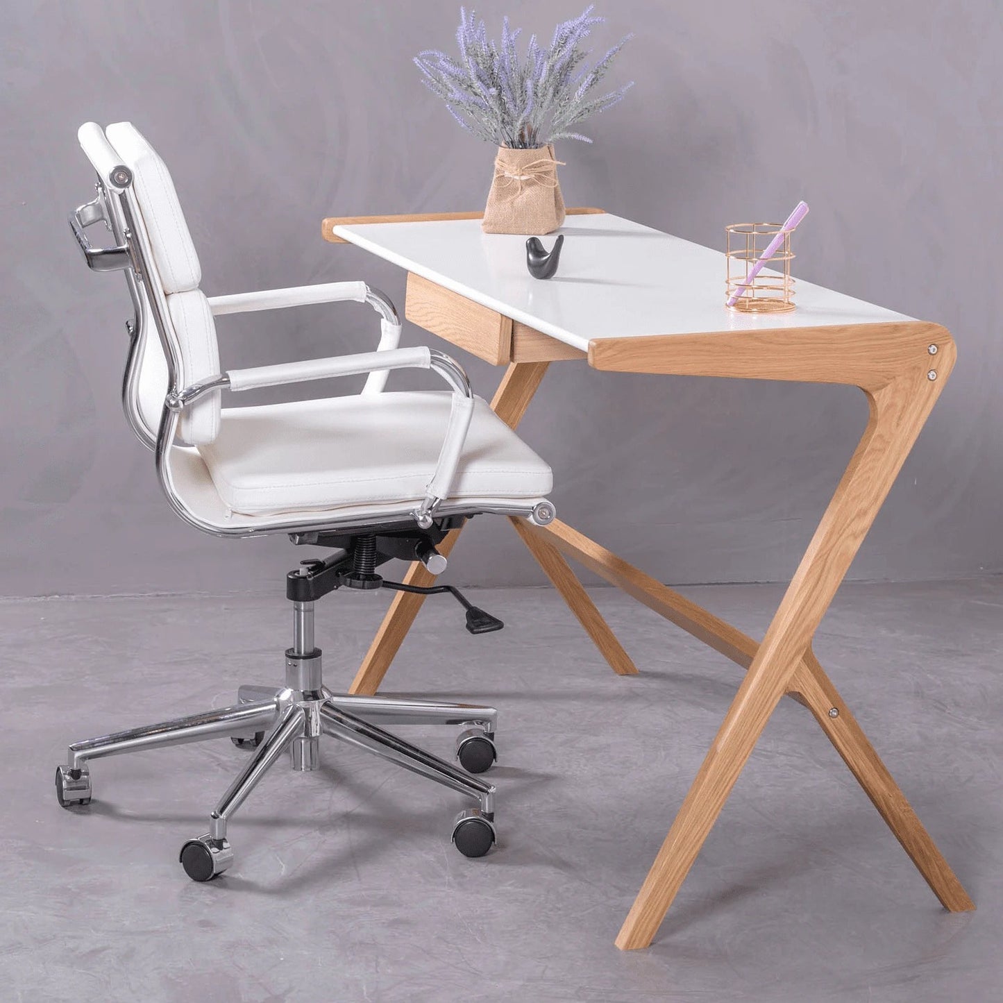 Silla De Escritorio Con Ruedas Y Respaldo Acolchado En Polipiel - Alu S_1