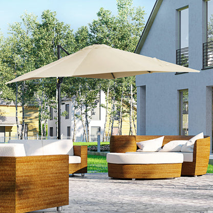 Outsunny Sombrilla De Jardín De Aluminio 245x245x245 Cm Con Manivela Crema_1