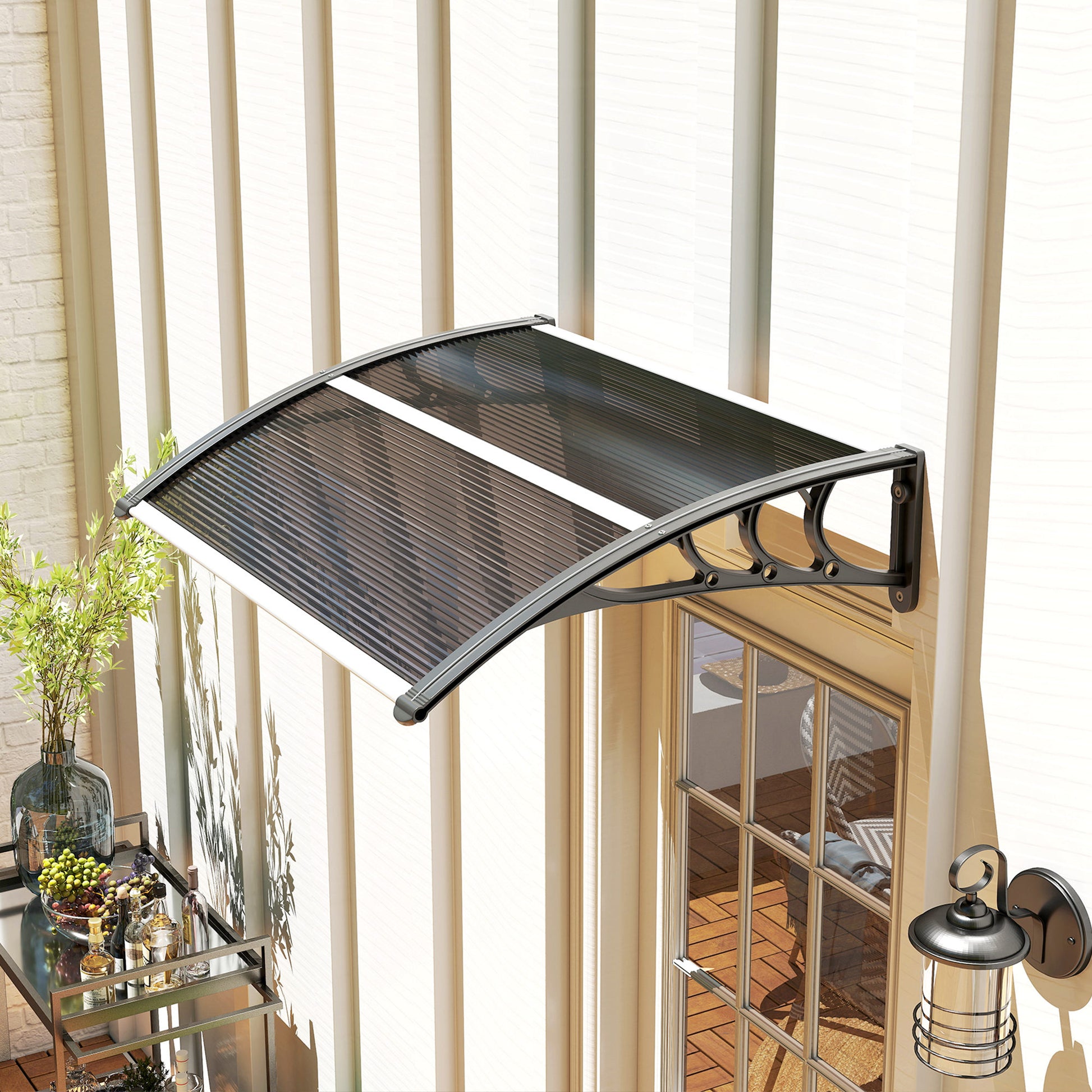 Outsunny Marquesina Exterior Para Puertas Y Ventanas 100x75 Cm Negro_4