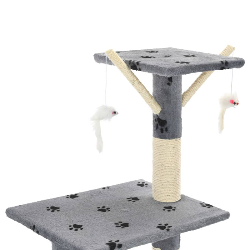 Vidaxl Rascador Para Gatos Con Poste De Sisal 138 Cm Huellas Gris_5