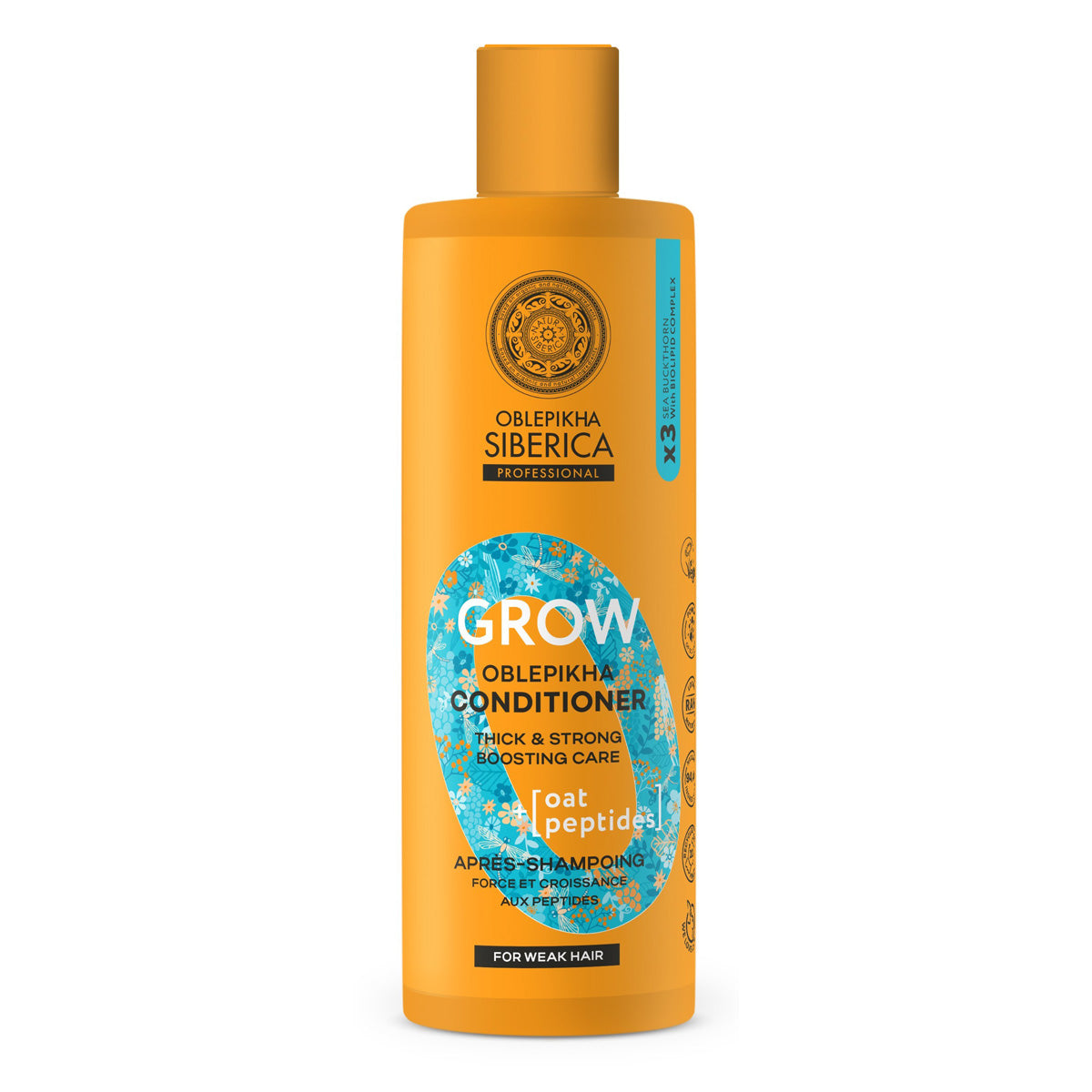 Acondicionador fortalecedor y potenciador del crecimiento con péptidos, Natura siberica, 400 ml