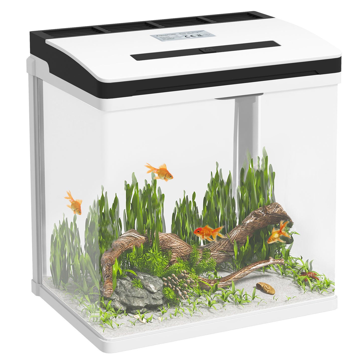 Pawhut Acuario De Cristal De 13l Pecera Pequeña Con Sistema De Filtro Iluminación Led Bomba De Agua 29x20x30_0