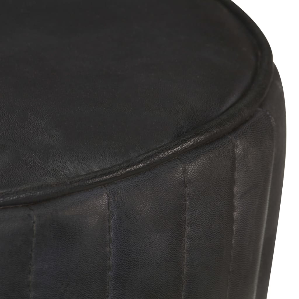 Taburete De Cocina De Cuero Auténtico Negro_1