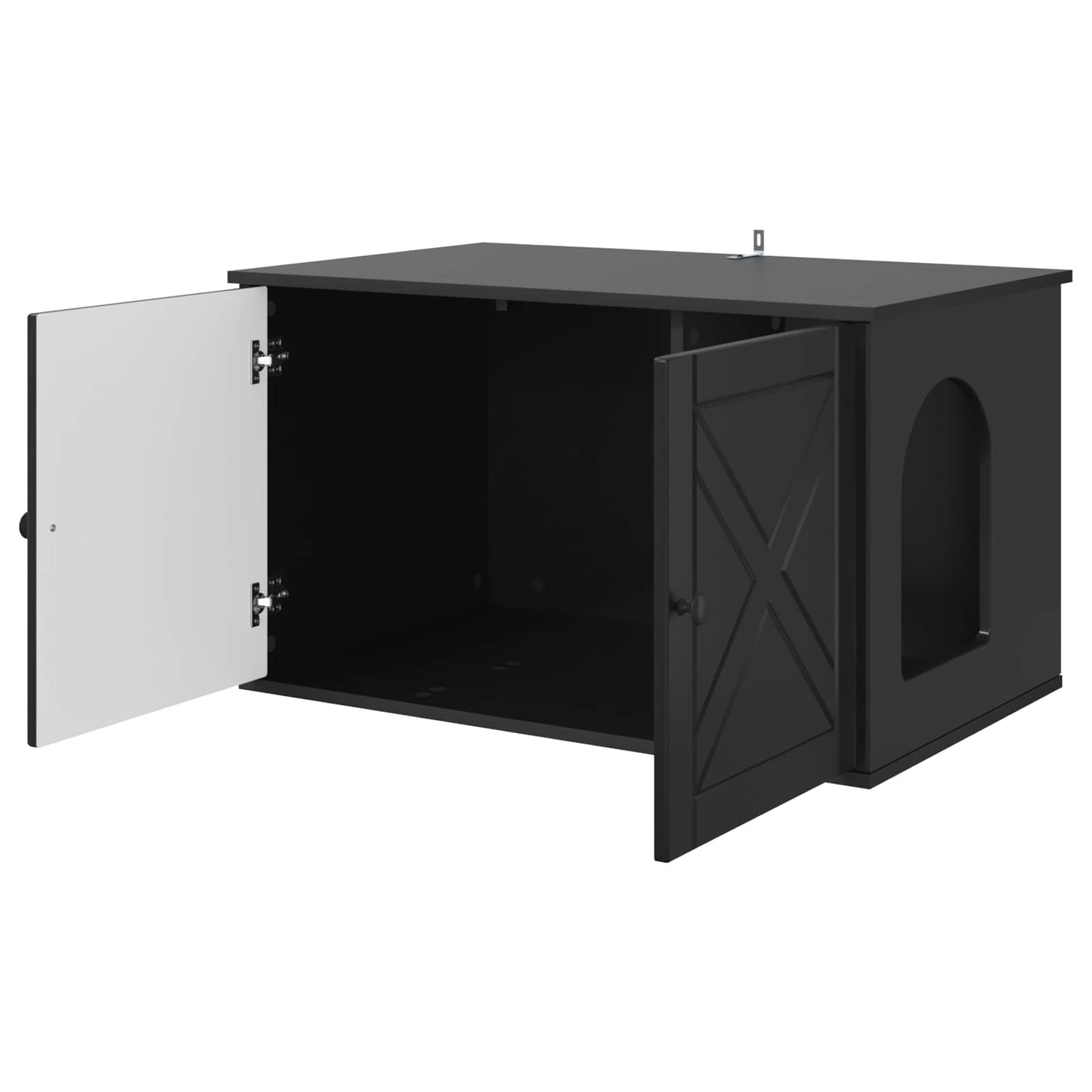 Casa Para Gatos Negro 85 X 55 X 50,5 Cm Madera De Ingeniería_4