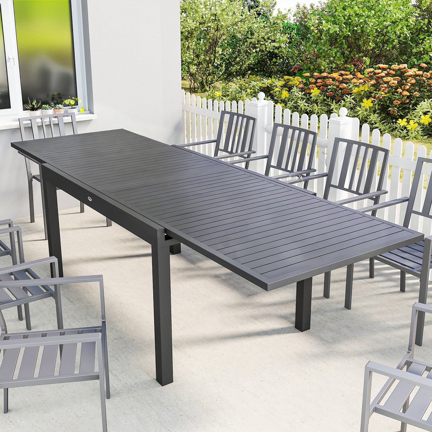 Outsunny Mesa De Jardín Exterior Extensible 135/270x90 Cm De Aluminio Gris_1