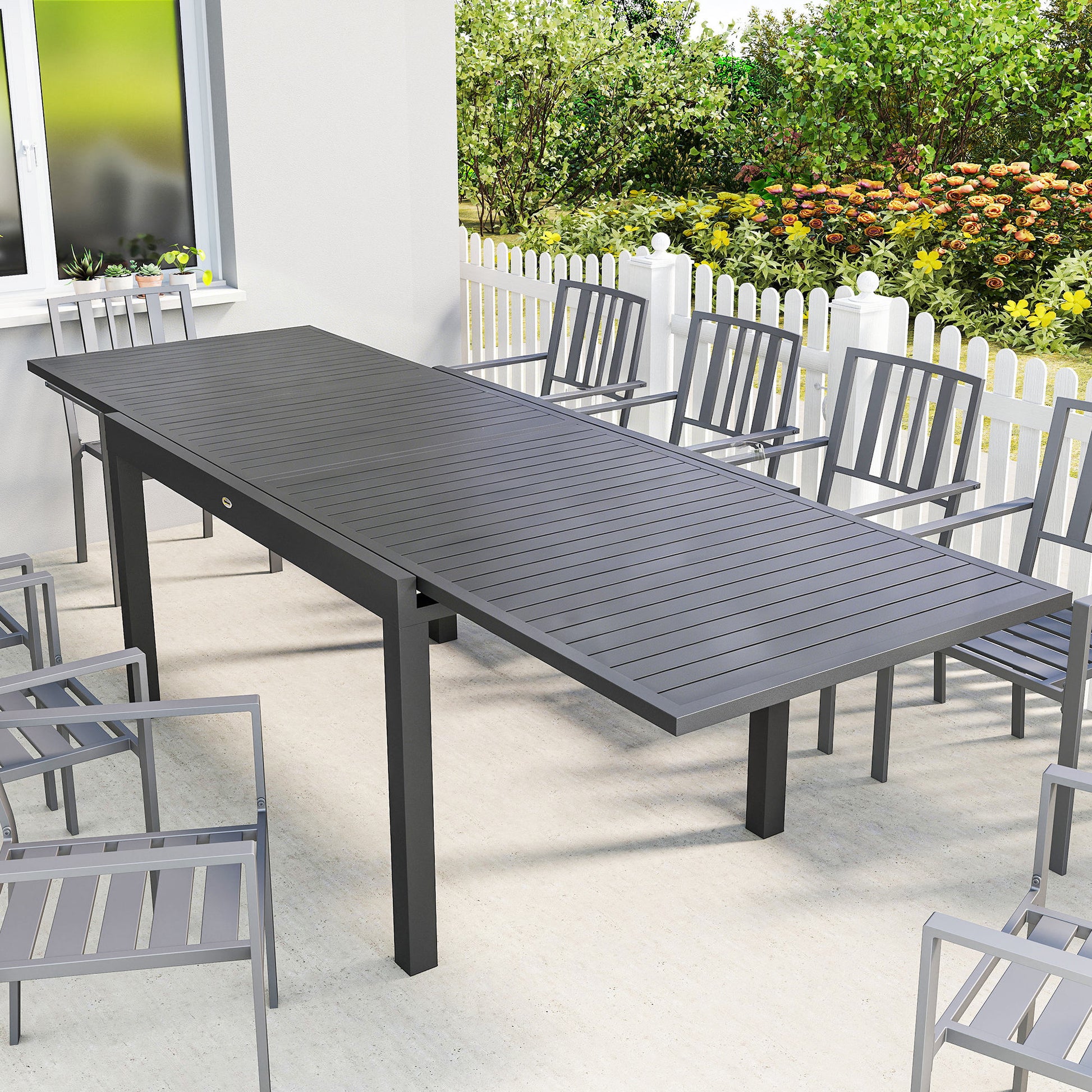 Outsunny Mesa De Jardín Exterior Extensible 135/270x90 Cm De Aluminio Gris_1