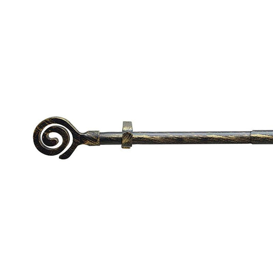 Barra Cortina Extensible Metal Ø 19 Mm. Extensible 1,1 / 2,0 Metros Negro Dorado Espiga Sin Anilla_0
