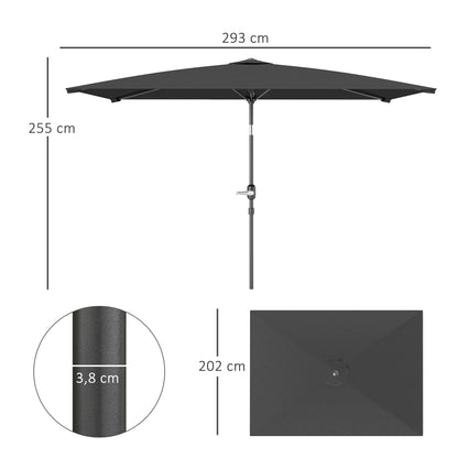 Outsunny Sombrilla De Terraza Exterior 200x300 Cm Con Ángulo Ajustable Gris_2