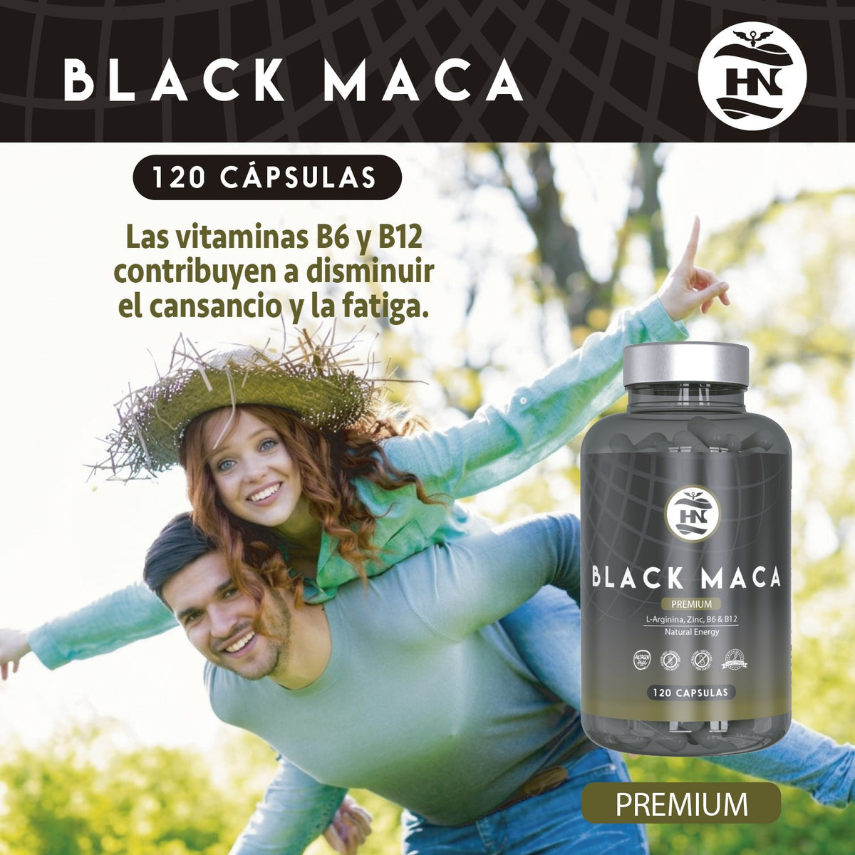 Pack 2 X Black Maca 20:1 Con L-arginina, Zinc Y Vitaminas B6 Y B12 - 2 X 120 Cápsulas Vegetales_4