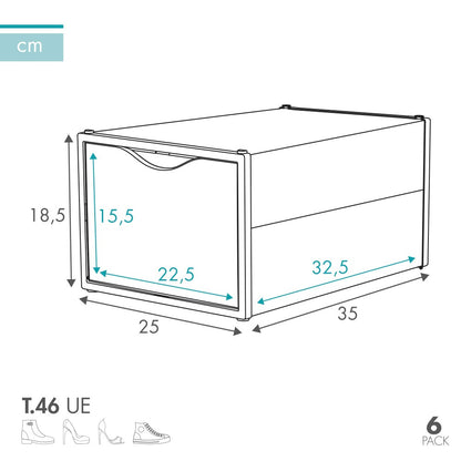 Pack 6 Cajas Zapatos Plástico Apilables Y Antivuelco Max Home_3