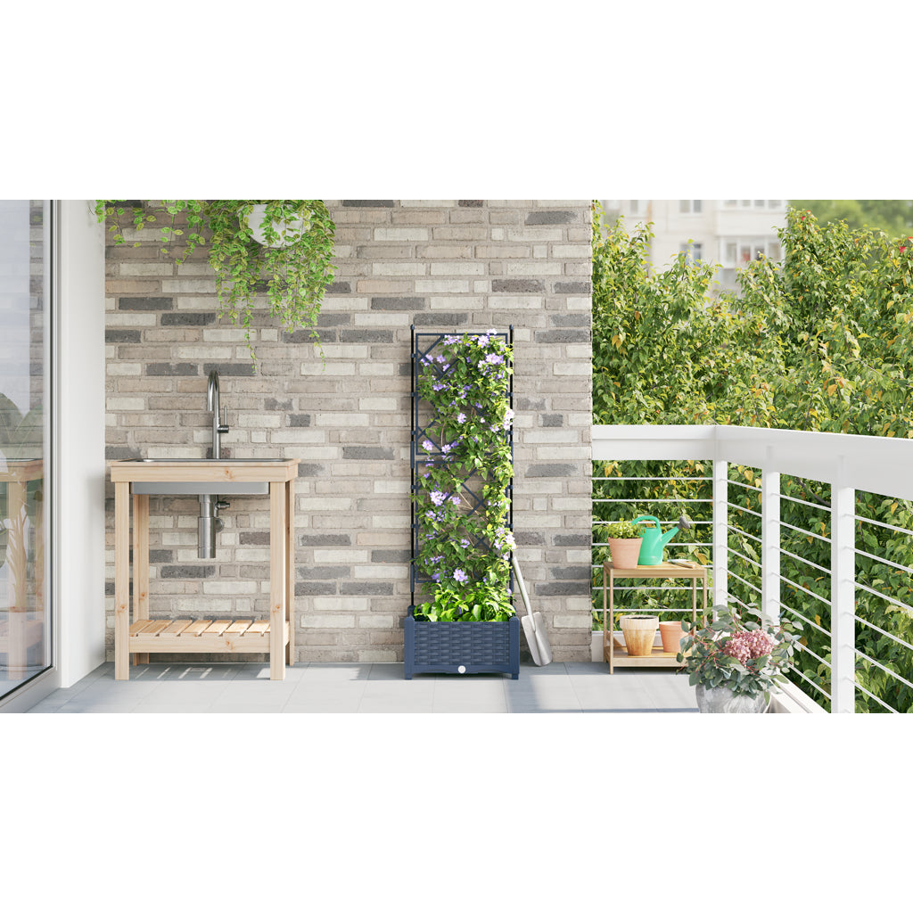 Vidaxl Maceta De Jardín Con Enrejado Gris 40 X 40 X 125.5 Cm Pp_3