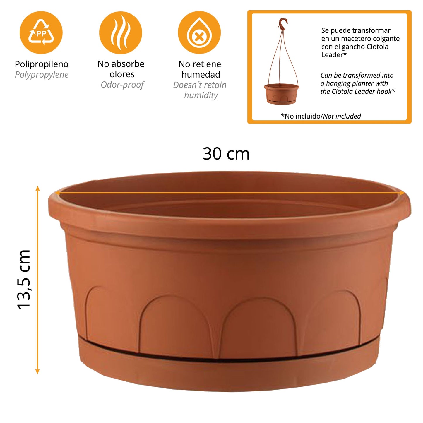 Maceta Tipo Cuenco Ø Cm 30 Con Platillo_2