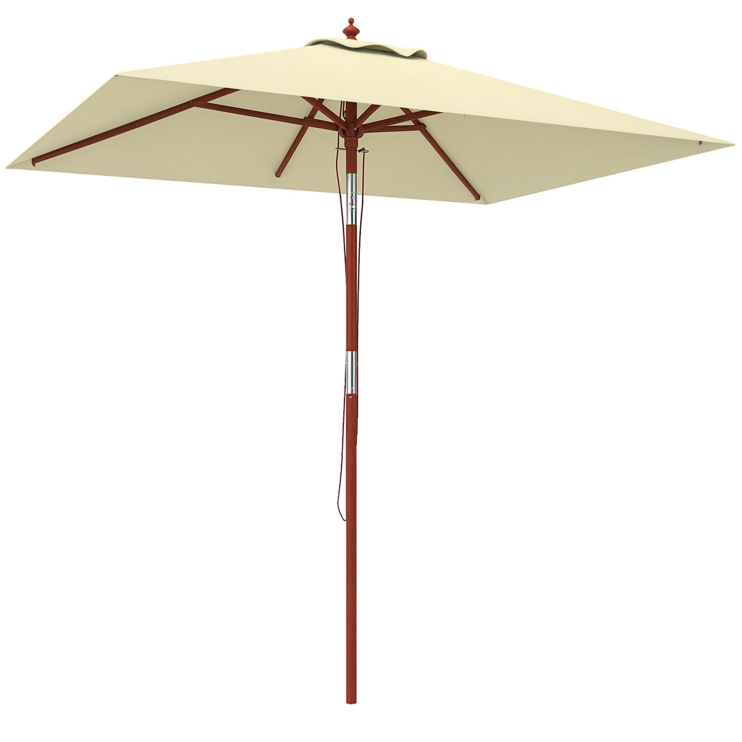 Outsunny Sombrilla De Jardín Rectangular 200x150x235 Cm Anti-uv Beige_0