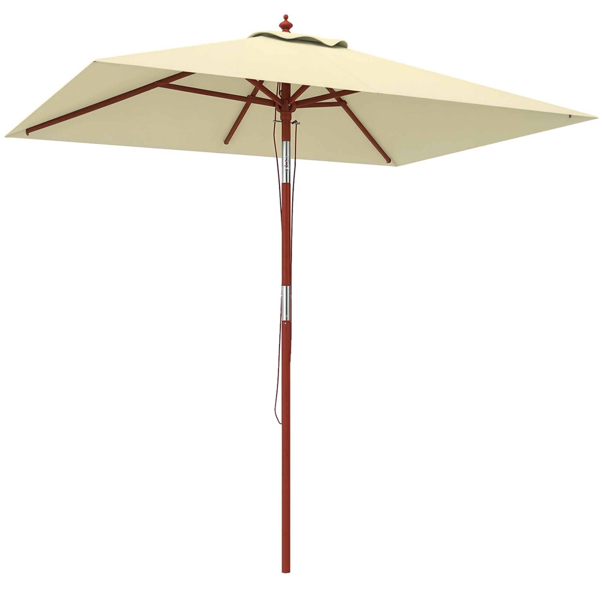 Outsunny Sombrilla De Jardín Rectangular 200x150x235 Cm Anti-uv Beige_0