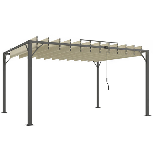 Outsunny Pérgola De Jardín 3x4 M Con Techo De Lamas Orientables Upf30+ Crema_0
