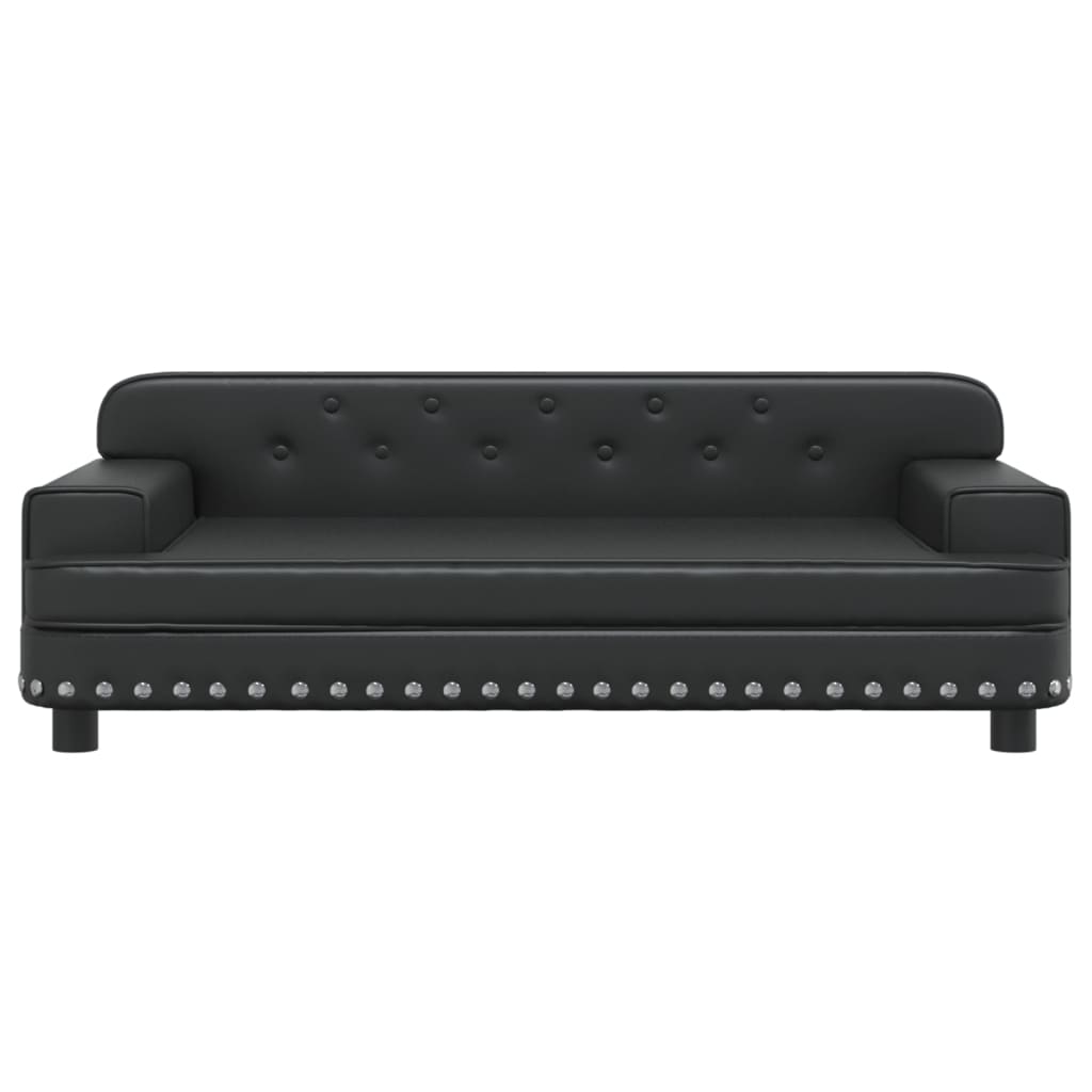 Cama Para Perros De Cuero Sintético Negra 90x53x30 Cm / Vetonek_0