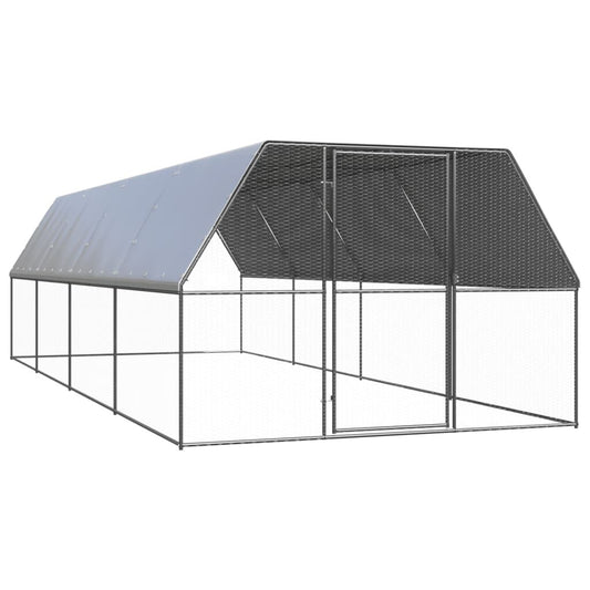 Vidaxl Jaula Gallinero De Exterior De Acero Galvanizado 3x8x2 M_0