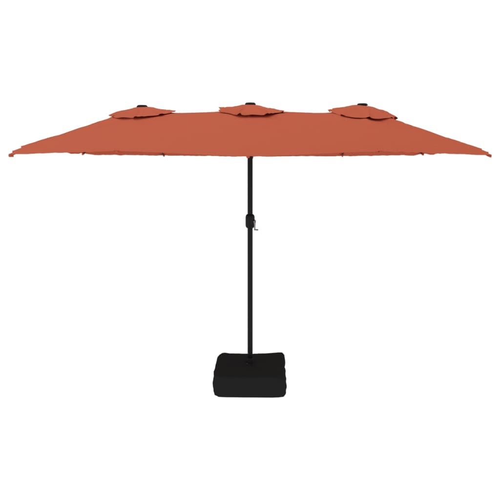Vidaxl Sombrilla Doble De Jardín Con Luces Led Terracota 449x265 Cm_3