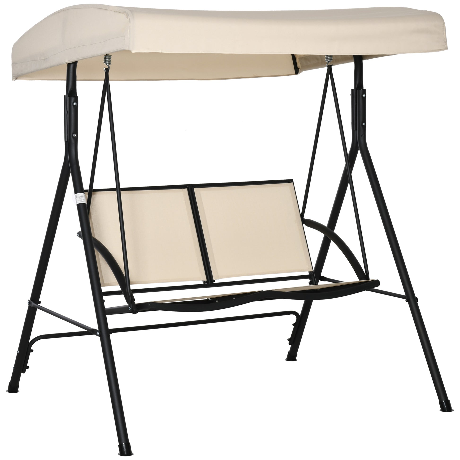 Outsunny Columpio De Jardín De 2 Plazas Techo Ajustable Asientos Textilene Beige_0