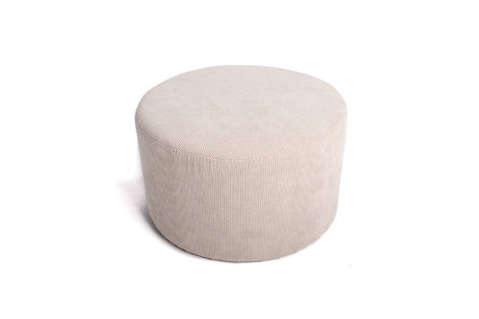 Grand Pouf, Bout De Canapé Taburete De Salón Taburete Redondo De Pana Beige D50x30cm- Muebles De Salón_0