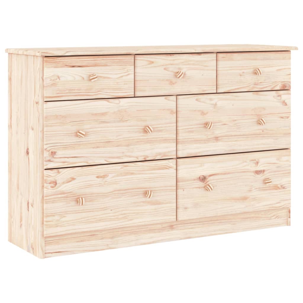 Cómoda Cajonera Alta Madera Maciza Pino 112x35x73 Cm_1