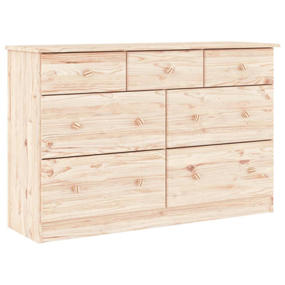 Cómoda Cajonera Alta Madera Maciza Pino 112x35x73 Cm_1