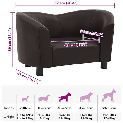 Vidaxl Sofá Para Perros Cuero Sintético Marrón 67x41x39 Cm_2