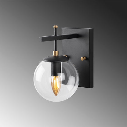 Aplique De Pared Pantalla Transparente, Metal , Negro, 15x20x15, Casquillo E14 Max 40 W_3