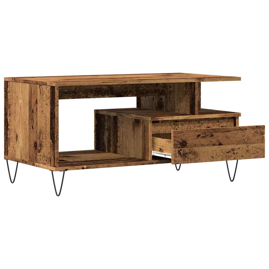 Mesa De Centro Madera Ingeniería Madera Envejecida 90x49x45 Cm_3