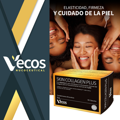 Skin Collagen Plus Vecos 90 Cápsulas | Piel Elástica, Sin Arrugas E Hidratada | Colágeno Y Elastina_1