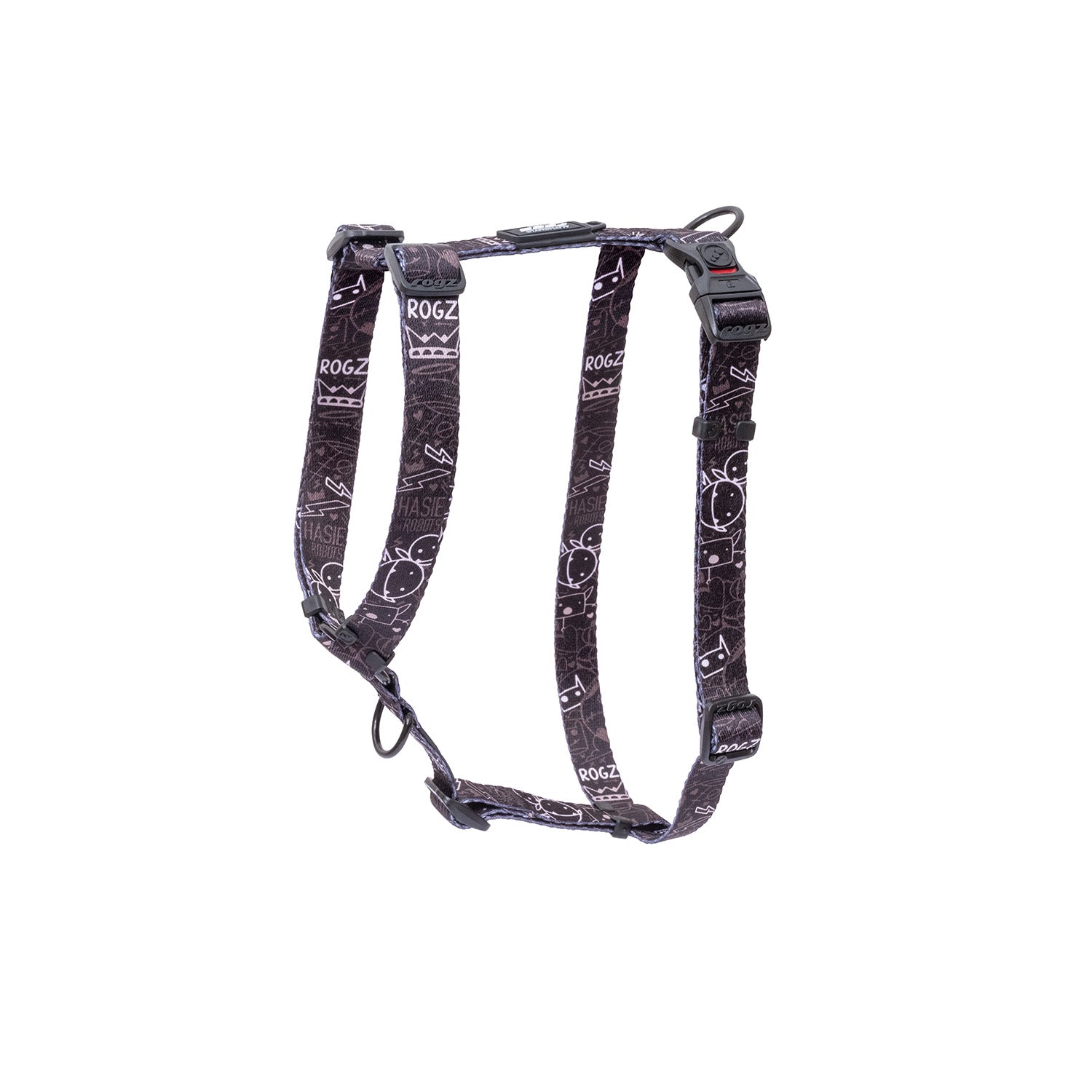 Arnés Para Perro, Modelo Fusion De Rogz, Estampado Graffiti Negro.