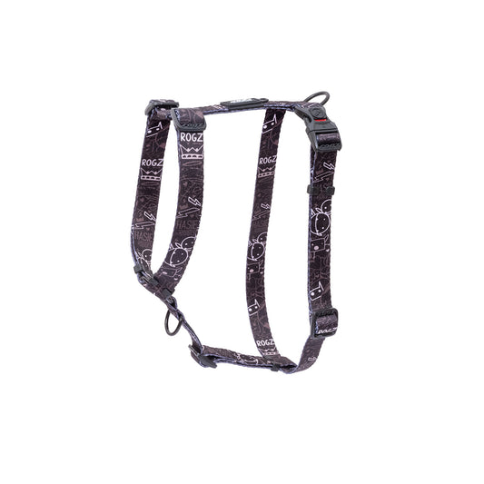 Arnés Para Perro, Modelo Fusion De Rogz, Estampado Graffiti Negro. Talla S (8-14kg)_0