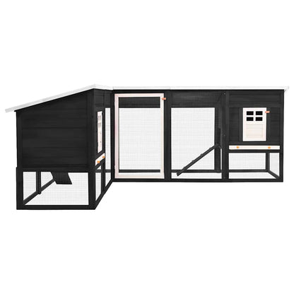 Conejera De Exterior Con Corredor Madera De Abeto Gris Y Blanco_2