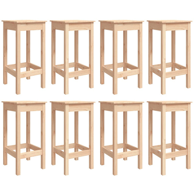 Vidaxl Mesa Y Taburetes Altos Jardín 9 Piezas Madera Maciza De Pino_5