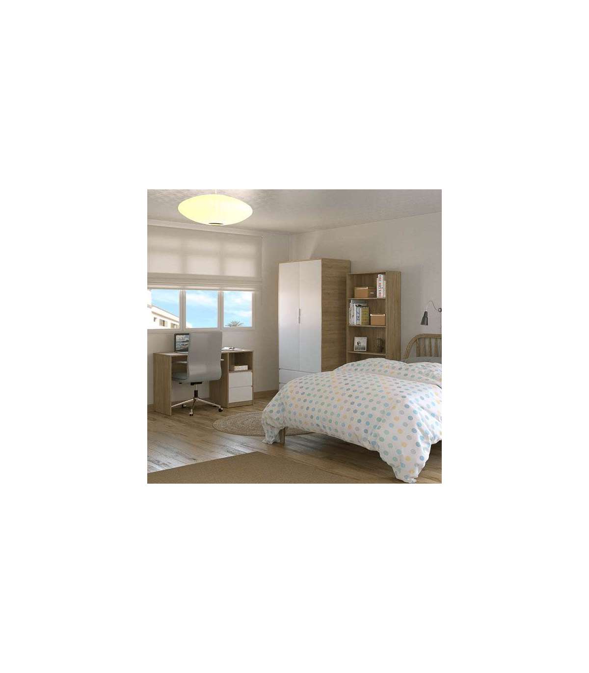 Armario 2 Puertas 2 Cajones Abatibles Acabado Roble Cortez/blanco 200 Cm(alto)100 Cm(ancho_1