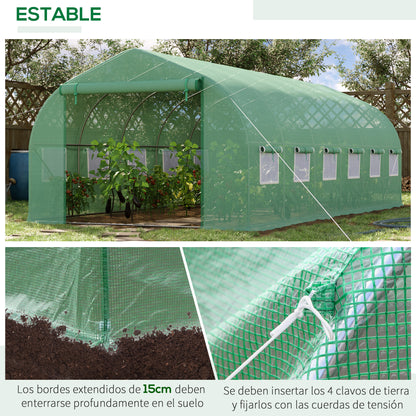 Homcom Invernadero De Túnel 595x300x200 Cm Con 12 Ventanas Y Puerta Enrollable_4