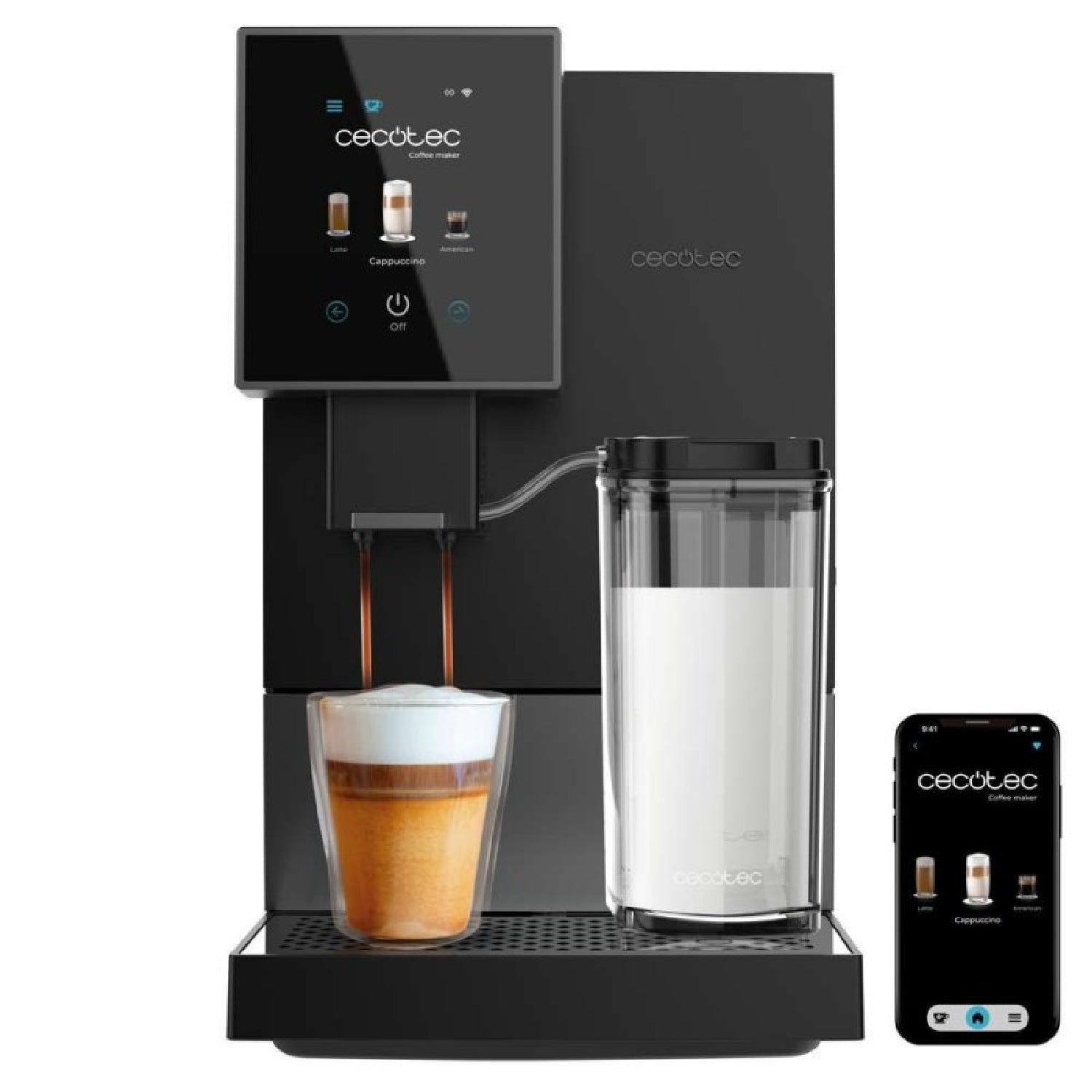 Cecotec Cafetera Superautomática Compacta Cremmaet Compactccino Connected Black Silver, 19 Bares, Pantalla, Wifi_0