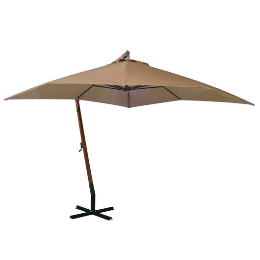 Vidaxl Sombrilla De Jardín Colgante Con Palo Madera Abeto Taupe 3x3 M_0