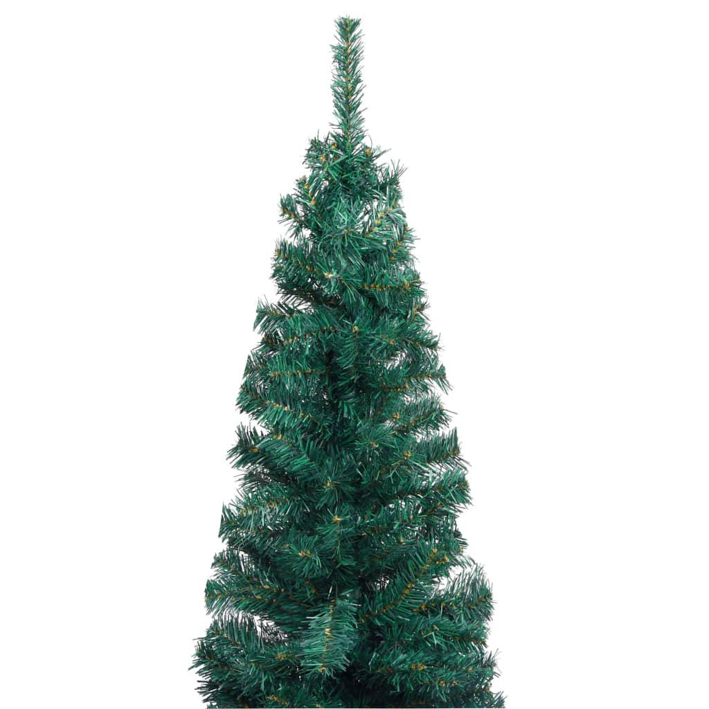 Vidaxl Árbol De Navidad Delgado Con Luces Y Soporte Pvc Verde 150 Cm_3