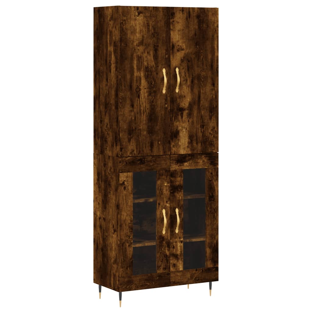 Aparador Alto Madera Contrachapada Roble Ahumado 69,5x34x180 Cm_1