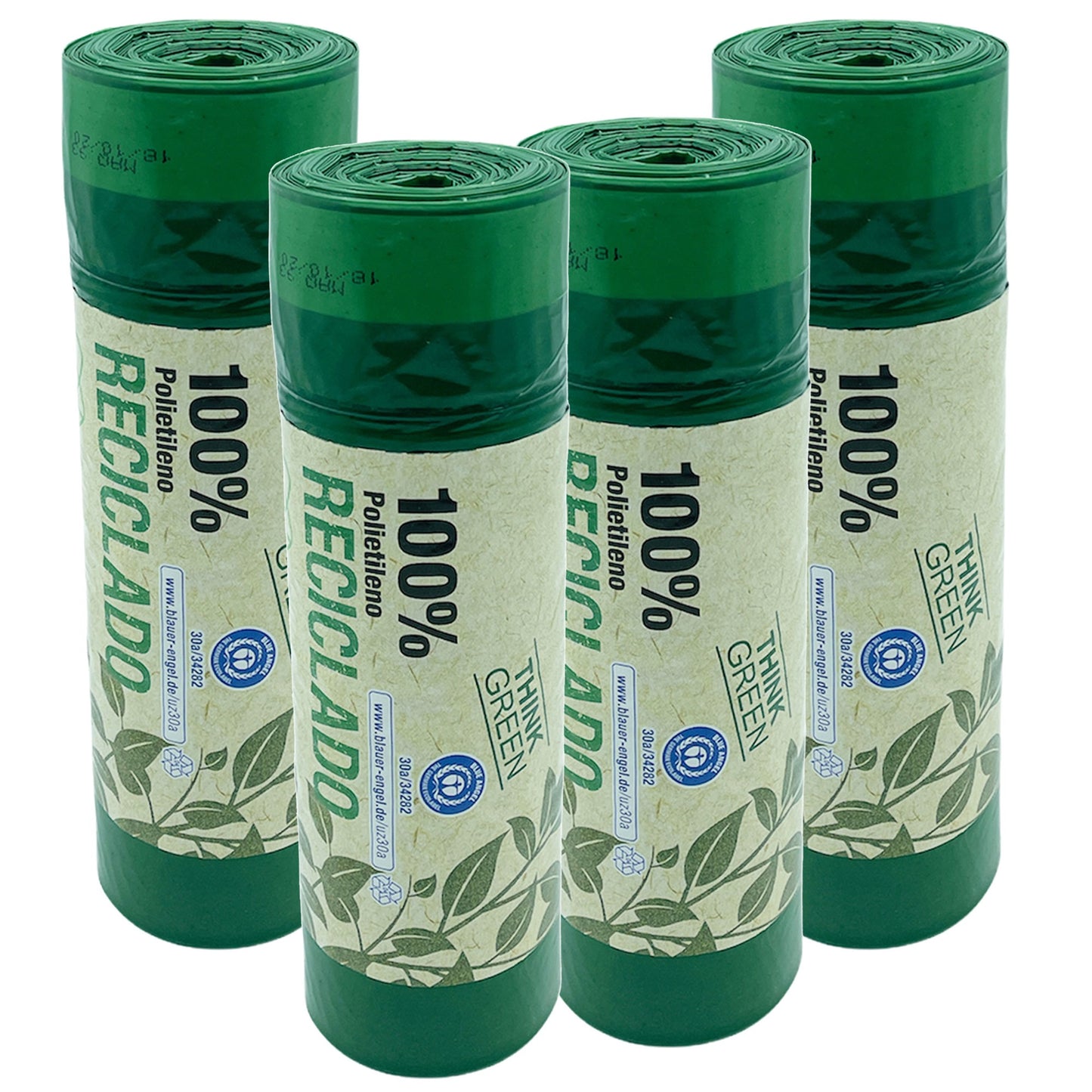 100% Reciclado 4 Rollos De 20 Bolsas De Basura Con Autocierre 30l_0