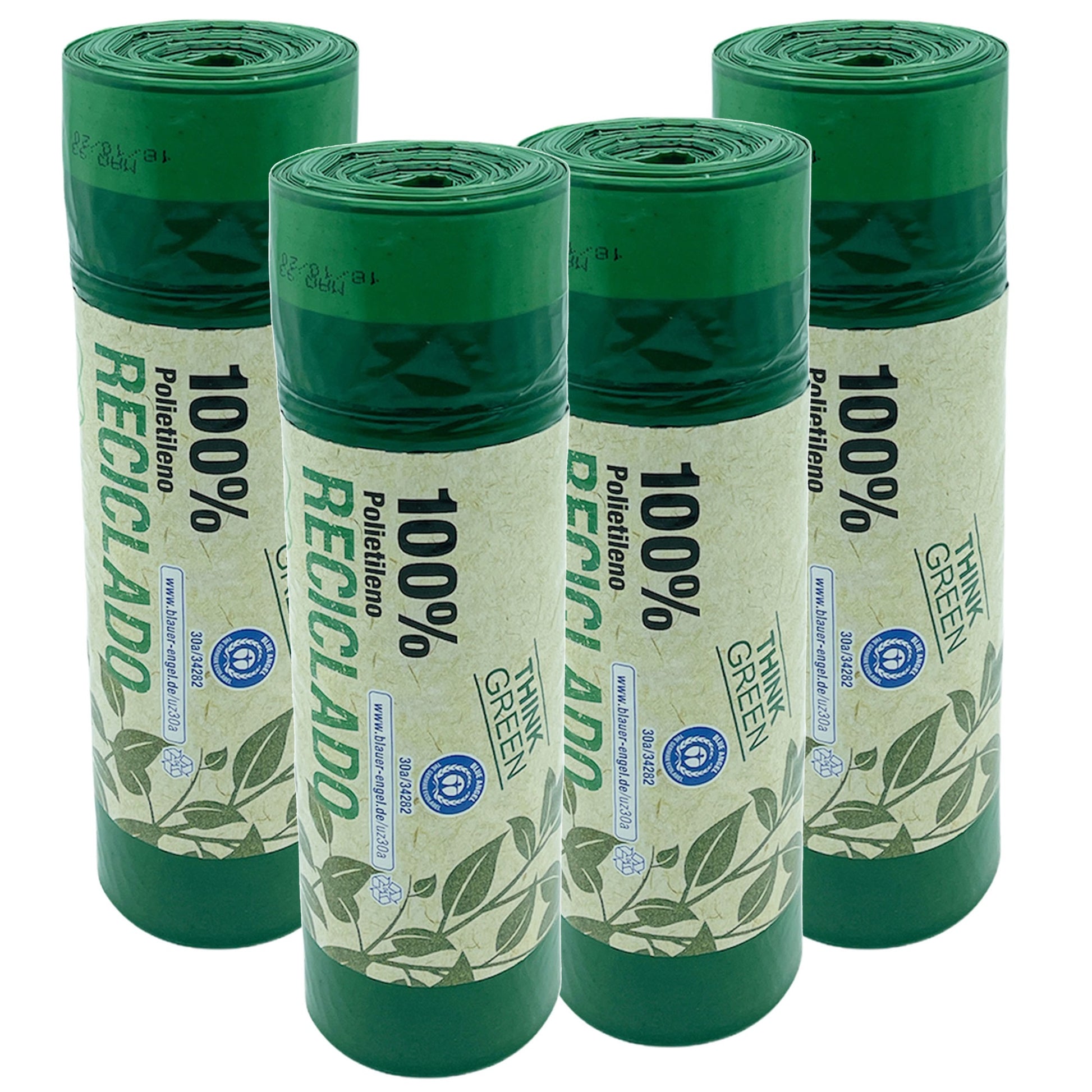 100% Reciclado 4 Rollos De 20 Bolsas De Basura Con Autocierre 30l_0