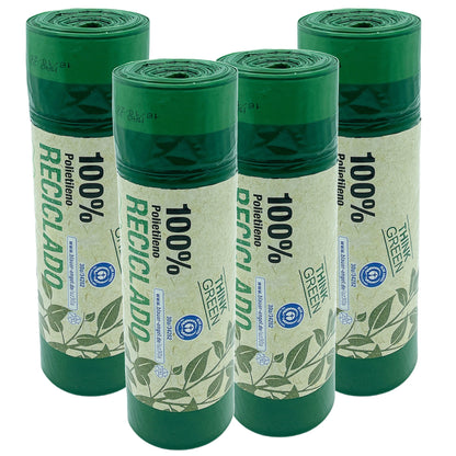 100% Reciclado 4 Rollos De 20 Bolsas De Basura Con Autocierre 30l_0
