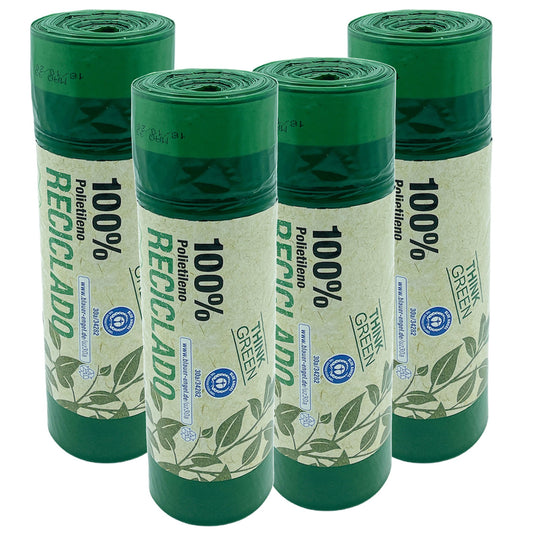 100% Reciclado 4 Rollos De 20 Bolsas De Basura Con Autocierre 30l